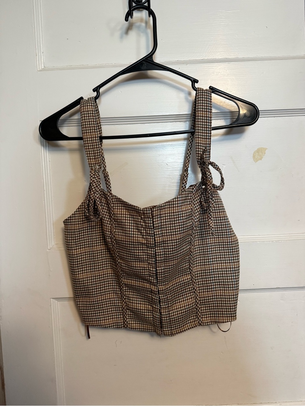 Willow + Root brown, yellow, green, & blue houndstooth pattern crop top Size Med
